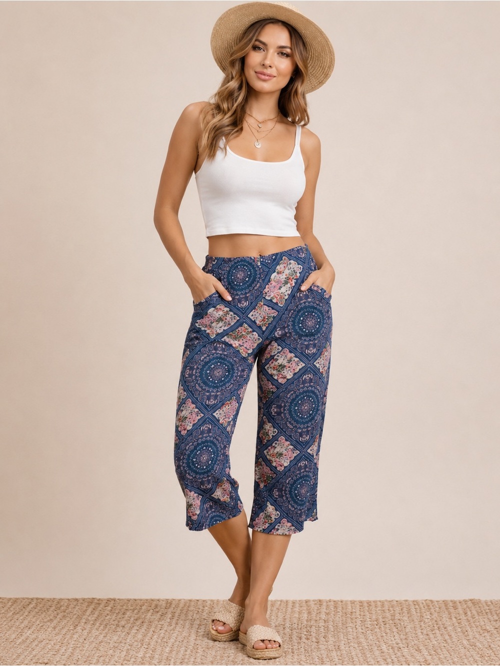 Woodstock Floral Capri Pants